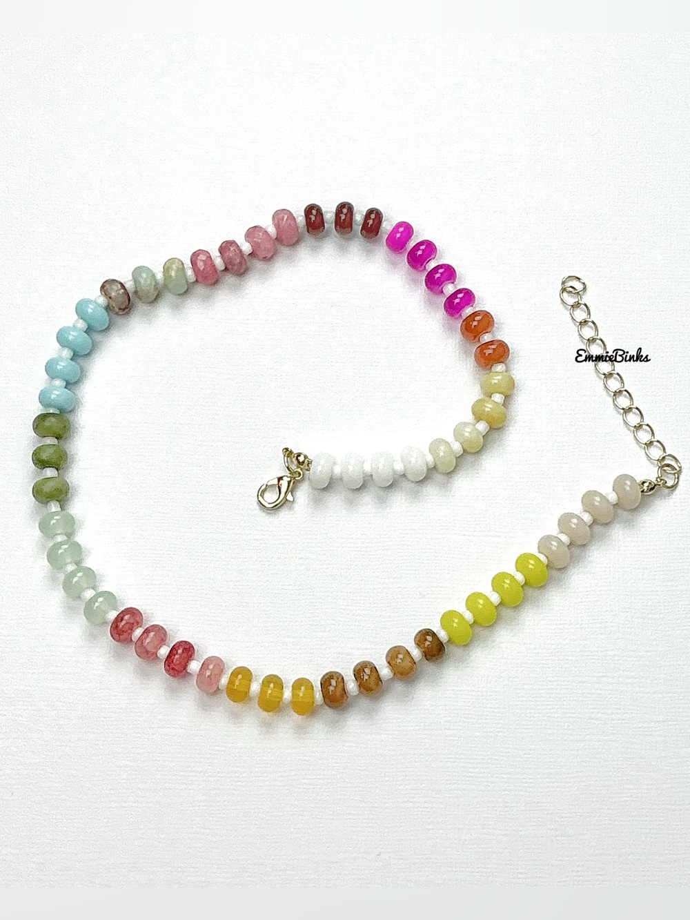 New Anthropologie Colorful Rainbow Gem Bead Necklace
